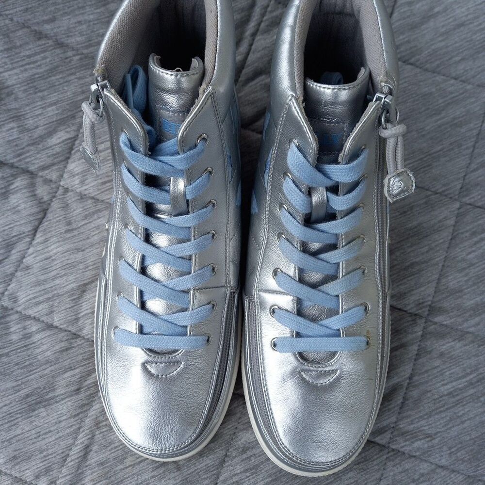 Billy Footwear Metallic Silver Butterfly Lace High Top Zip Adaptive Size 9 - Picture 3 of 11